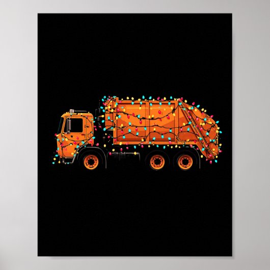 Funny Garbage Truck Christmas Graphics Lights Love ポスター (正面)