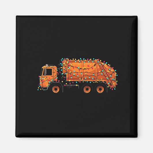 Funny Garbage Truck Christmas Graphics Lights Love マグネット (正面)