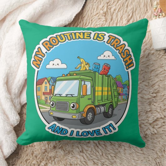 Funny Garbage Truck-Humor Decor クッション (ブランケット)
