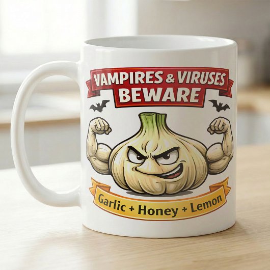 Funny Garlic Warning for Spooky Season コーヒーマグカップ