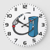 Funny Gas Pump Fuel Station ラージ壁時計 (正面)