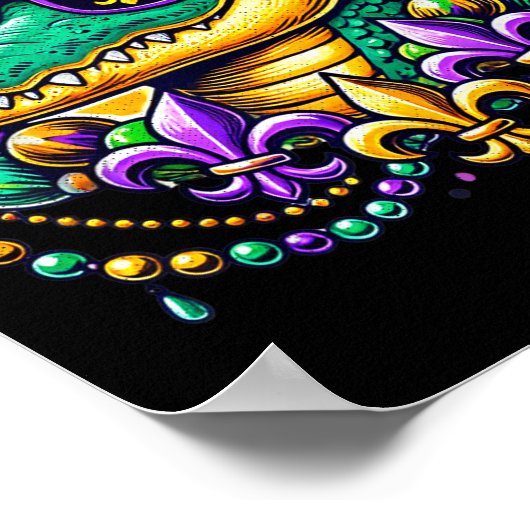 Funny Gator Mardi Gras  ポスター (角)