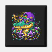 Funny Gator Mardi Gras マグネット (正面)
