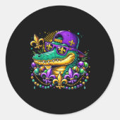 Funny Gator Mardi Gras  ラウンドシール (正面)