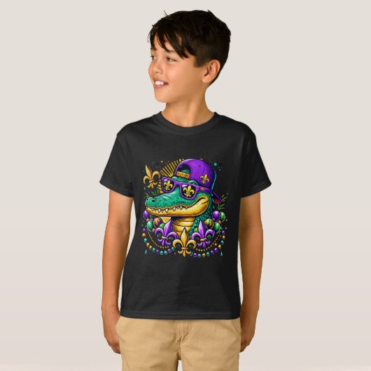 Funny Gator Mardi Gras  Tシャツ (正面フル)