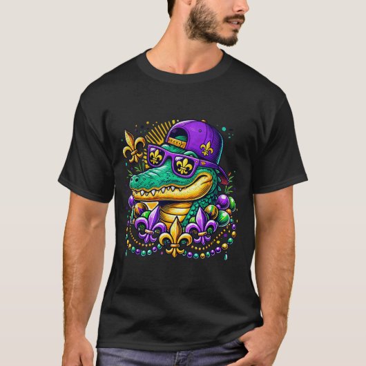 Funny Gator Mardi Gras Tシャツ (正面)