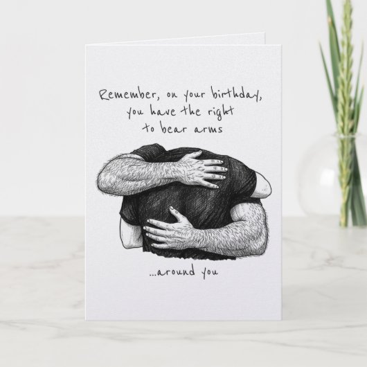 Funny Gay Bear Arms Pun Couple Birthday Card カード (正面)