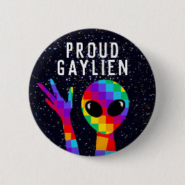 Funny GAYLIEN LGBT+ Gay Pride 缶バッジ
