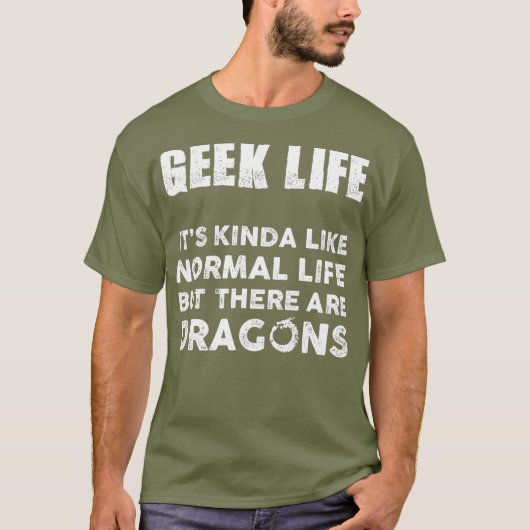 Funny Geek Life Dungeon Dragons Dice Gaming Tシャツ (正面)