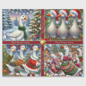 Funny Geese Christmas Wrapping Paper ラッピングペーパー (フラット)