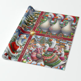 Funny Geese Christmas Wrapping Paper ラッピングペーパー