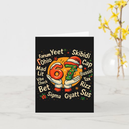 Funny Gen Z Christmas 67 Meme Holiday Trendy  カード (黄色い花)