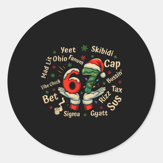 Funny Gen Z Christmas 67 Meme Holiday Trendy  ラウンドシール (正面)