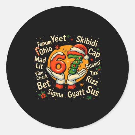 Funny Gen Z Christmas 67 Meme Holiday Trendy  ラウンドシール (正面)