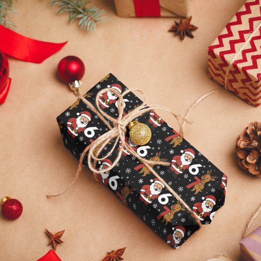 Funny Gen Z Santa & Rudolph 67 Holiday Gift Wrap ラッピングペーパー