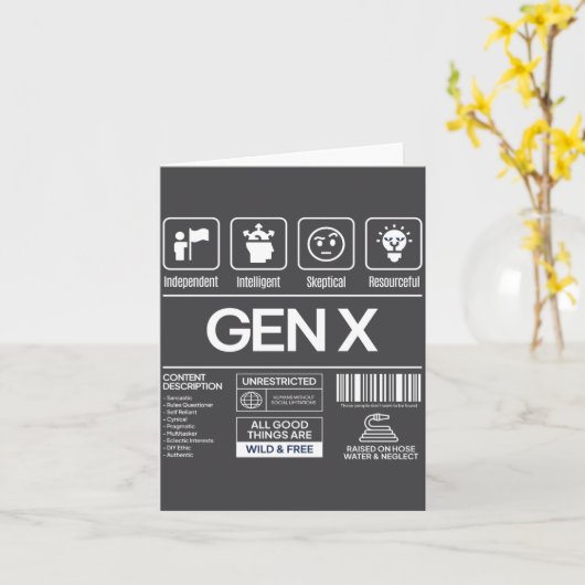 Funny Generation X Characteristics Mens Navy  カード (黄色い花)