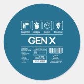 Funny Generation X Characteristics Mens Navy  ラウンドシール (正面)