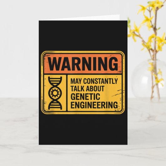 Funny Genetic Engineering Warning Sign Bioengineer カード (黄色い花)