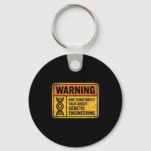 Funny Genetic Engineering Warning Sign Bioengineer キーホルダー (正面)