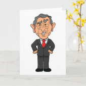 Funny George W Bush Political Caricature カード (黄色い花)