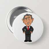 Funny George W Bush Political Caricature 缶バッジ (正面&裏面)