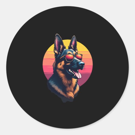 Funny German Shepherd Dog Design Art Costume Outfi ラウンドシール (正面)