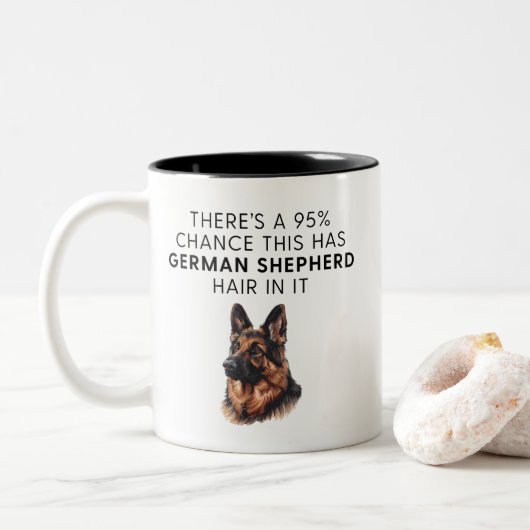 Funny German Shepherd Dog Hair ツートーンマグカップ (ドーナツ)