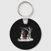 Funny German Shepherd Dog In The Snow Tree Christm キーホルダー (正面)