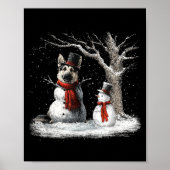Funny German Shepherd Dog In The Snow Tree Christm ポスター (正面)