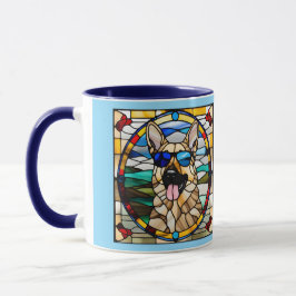 Funny German Shepherd Stained Glass Coffee Mug マグカップ