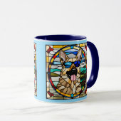 Funny German Shepherd Stained Glass Coffee Mug マグカップ (正面右)