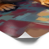 Funny German Shepherd Tangled in Christmas Lights ポスター (コーナー)