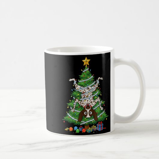Funny German Shorthaired Inter Dog Christmas Tree  コーヒーマグカップ (右)