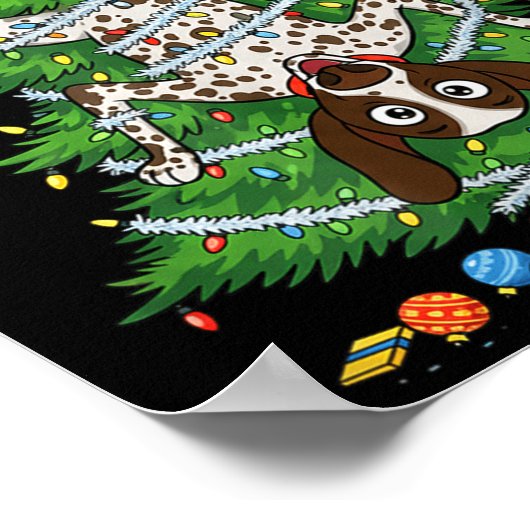 Funny German Shorthaired Inter Dog Christmas Tree  ポスター (角)