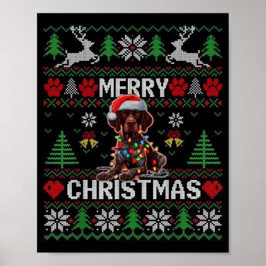 Funny German Shorthaired Inter Dog Ugly Xmas Sweat ポスター (正面)