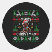 Funny German Shorthaired Inter Dog Ugly Xmas Sweat ラウンドシール (正面)