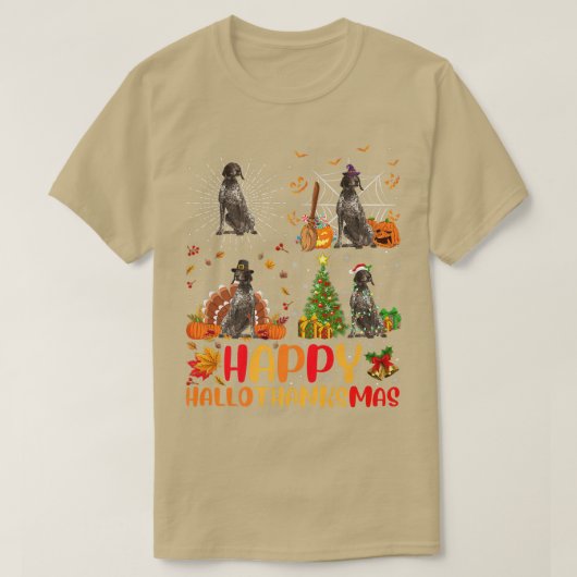 Funny German Shorthaired Pointer Dog Happy Halloth Tシャツ (デザイン正面)