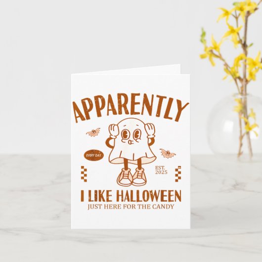 Funny Ghost Apparently, I Like Halloween  カード (黄色い花)