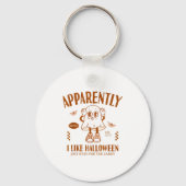 Funny Ghost Apparently, I Like Halloween  キーホルダー (正面)