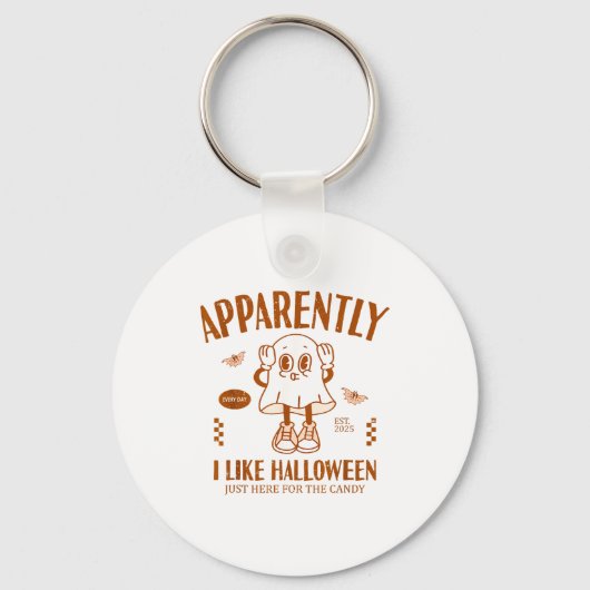 Funny Ghost Apparently, I Like Halloween  キーホルダー (正面)