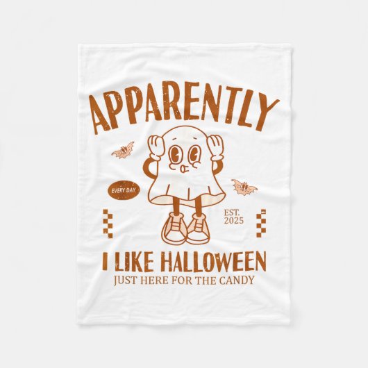 Funny Ghost Apparently, I Like Halloween  フリースブランケット (正面)