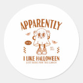 Funny Ghost Apparently, I Like Halloween  ラウンドシール (正面)