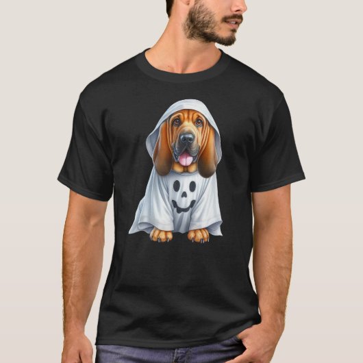 Funny Ghost Bloodhound Dog Lover Halloween Costume Tシャツ (正面)