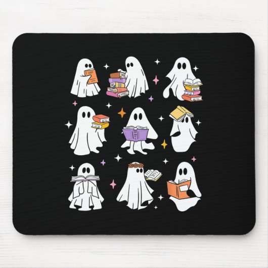 Funny Ghost Book Reading Halloween Books Lover Tea マウスパッド (正面)