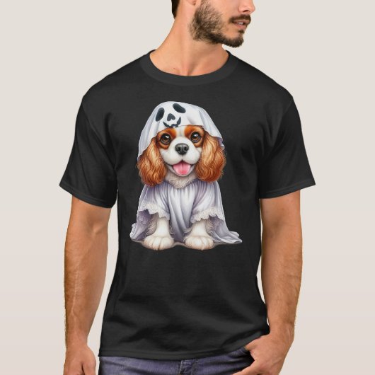 Funny Ghost Cavalier King Charles Spaniel Dog Love Tシャツ (正面)