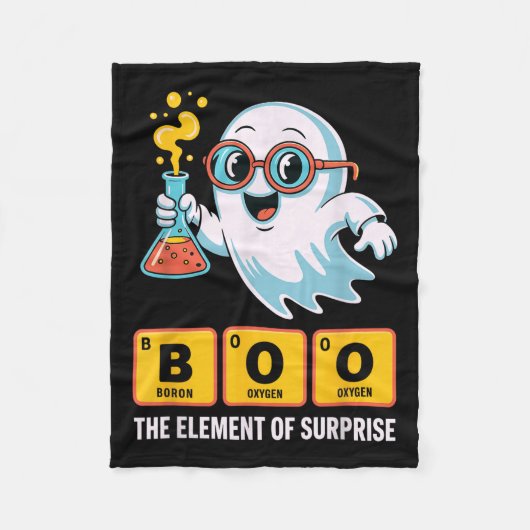 Funny Ghost Chemistry Boo The Element Of Surprise  フリースブランケット (正面)