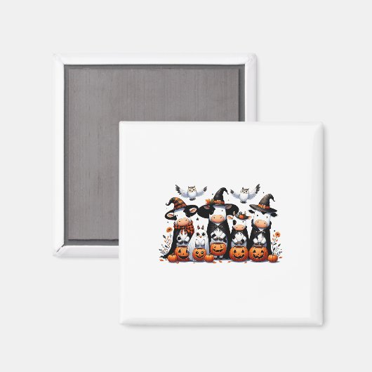 Funny Ghost Cows Halloween Animals Cow Owls Spooky マグネット (正面/裏面)