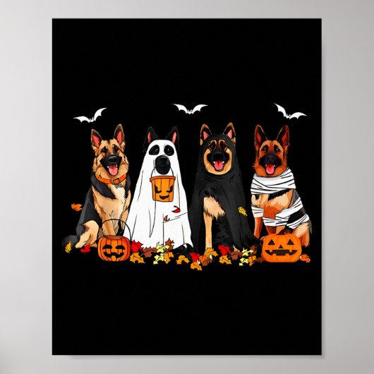 Funny Ghost German Shepherd Halloween Dog Mom Dog  ポスター (正面)