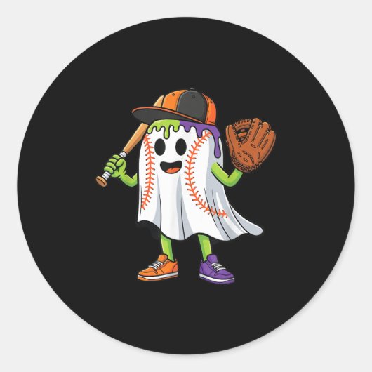 Funny Ghost Halloween Baseball Drip Boys Girls Kid ラウンドシール (正面)