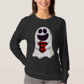 Funny Ghost Hugging Red Hearts Plaid buffalo Valen Tシャツ (正面)